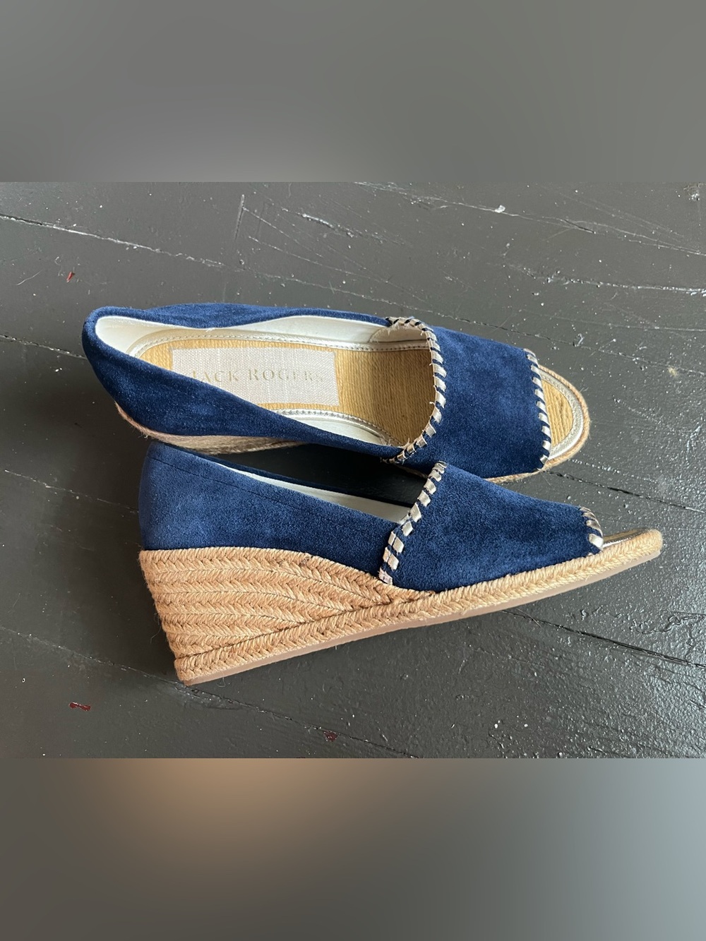 Jack Rogers Navy Suede Espadrille Wedge